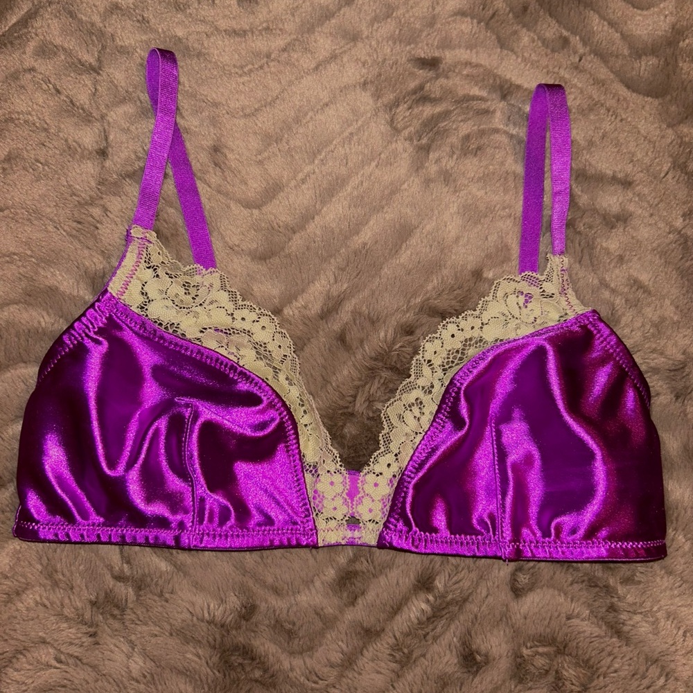 Lace Trim Satin Bralette